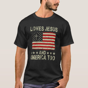 Camiseta Ama Jesus E América, Patriota Cristão Demasiado