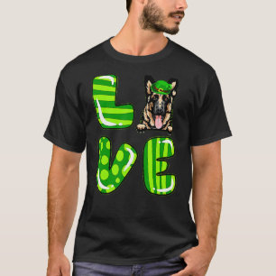 Camiseta Ama Pastor Alemão Trevo da Sorte Shamrock St Patr
