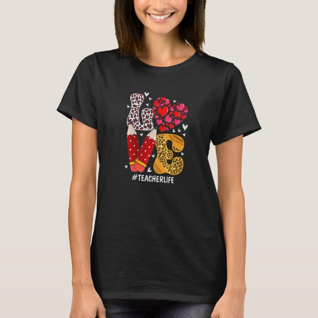 Camiseta AMA Professor de Coração Xadrez de Vida Leopardo V (Frente)