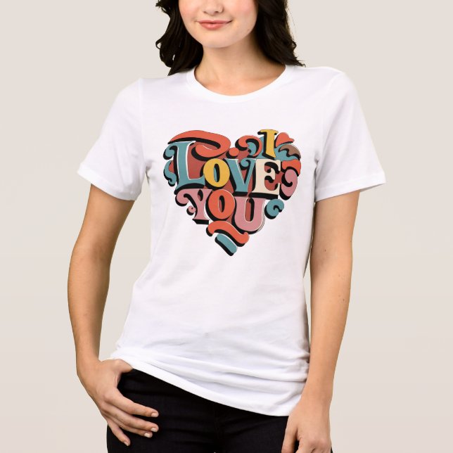 Camiseta Ama Você Coração Retro Psicodelia (Frente)