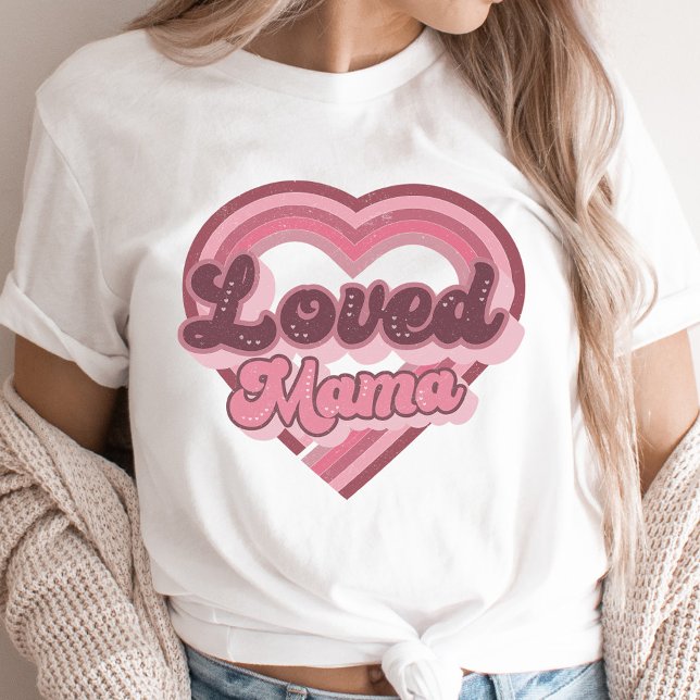 Camiseta Amada Mama Retro Dia de os namorados Rosa Moderno (Criador carregado)