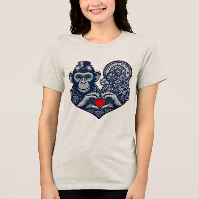 Camiseta Amado macaco-galo com coração vermelho (Frente)