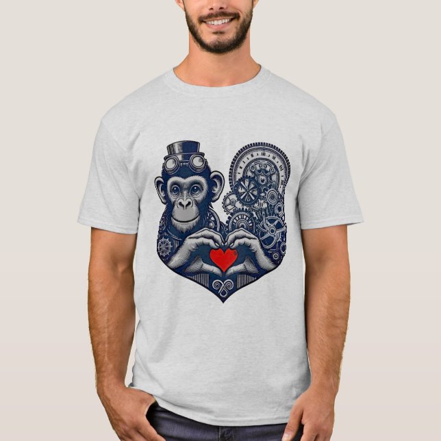 Camiseta Amado macaco-galo com coração vermelho (Frente)