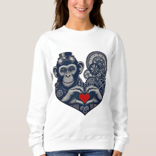 Camiseta Amado macaco-galo com coração vermelho