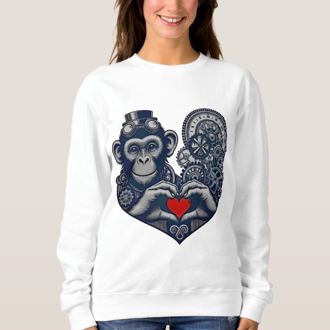 Camiseta Amado macaco-galo com coração vermelho (Frente)