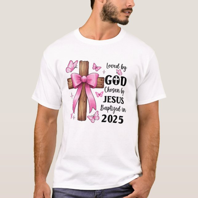 Camiseta Amado Por Deus Escolhido Por Jesus Batizado De Coq (Frente)