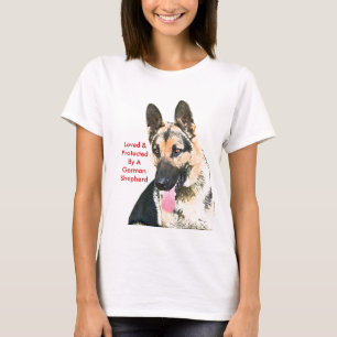 Camiseta Amado & protegido por um german shepherd