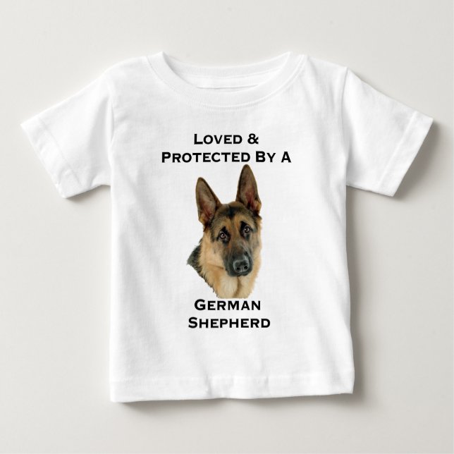 Camiseta Amado & protegido por um german shepherd (Frente)