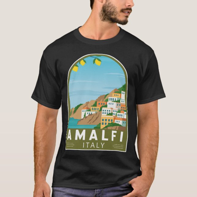 Camiseta Amalfi Itália Retro Emblem (Frente)