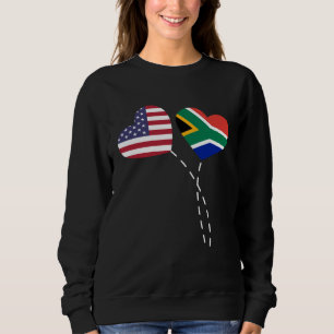 Camiseta Amando a Bandeira da África do Sul EUA Coração Sul