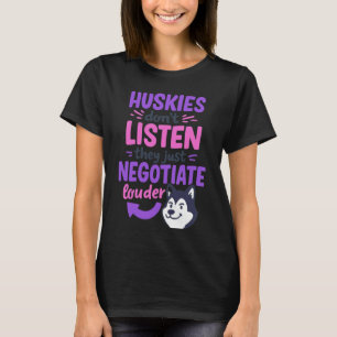Camiseta Amante Colorido do Husky Mãe Pai Citação Mulheres 