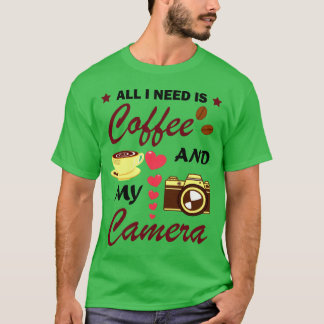 Camiseta Amante da Fotografia e Café Citação Divertida amig