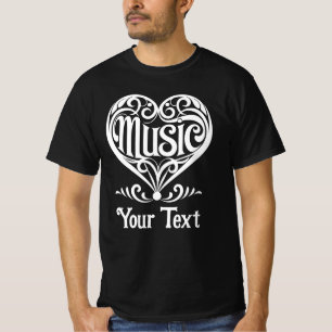 Camiseta Amante da Música Coração Personalizado Elegante Ro