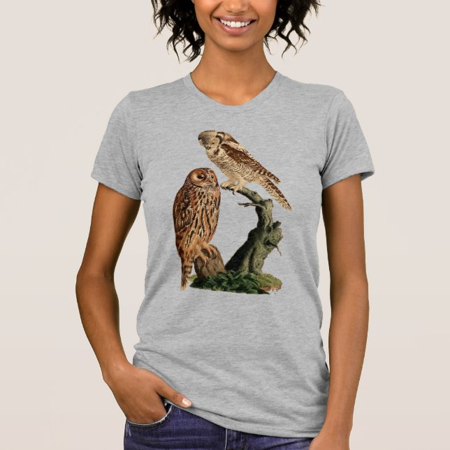 Camiseta Amante da Natureza Corujas Aves Animais Feminino (Frente)
