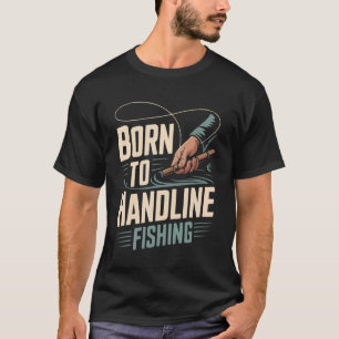 Camiseta Amante da pesca com linha manual apanhando peixes 