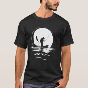 Camiseta Amante da Pesca Pôr do Sol Design Gráfico para Hom