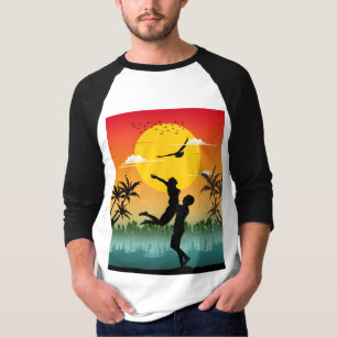 Camiseta Amante da Silhueta do Pôr do Sol Presente Romântic