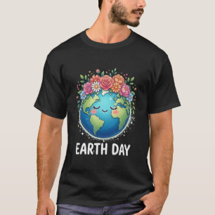 Camiseta Amante da Terra Kawaii Coroa de flores do Dia da T