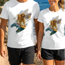 Camiseta Amante de Animais de Estimação Surfando Golden Ret