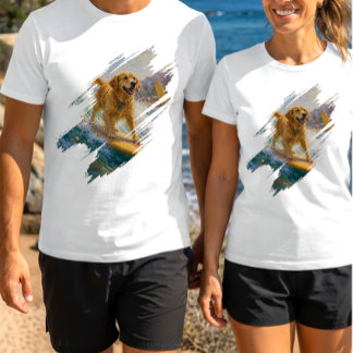 Camiseta Amante de Animais de Estimação Surfando Golden Ret