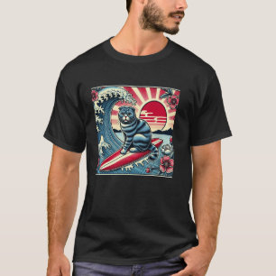 Camiseta Amante de Animais Flor Pôr do Sol Onda Japonesa Ar