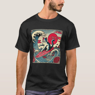 Camiseta Amante de Animais Flor Pôr do Sol Onda Japonesa Ar