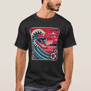 Camiseta Amante de Animais Flor Pôr do Sol Onda Japonesa Ar