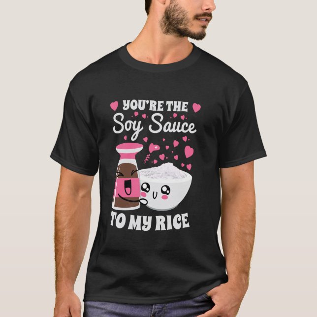 Camiseta Amante de Arroz Extra Engraçado Com Molho de Soja  (Frente)