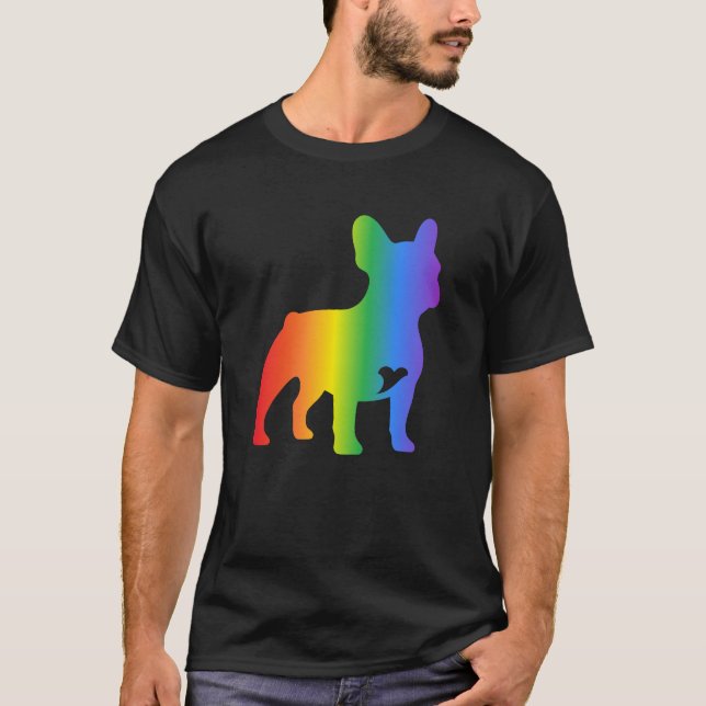 Camiseta Amante de Cachorro Bulldog Francês Arco-íris  (Frente)