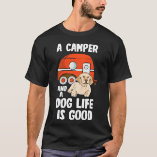 Camiseta Amante de Cachorro Camping Animal Acampante Amigo 