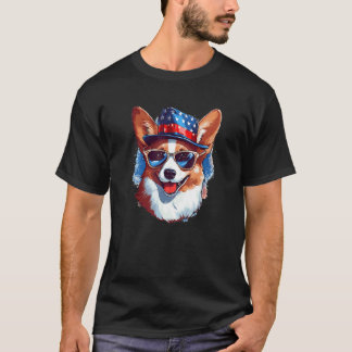 Camiseta Amante de Cachorro Engraçado Corgi Dia da Independ