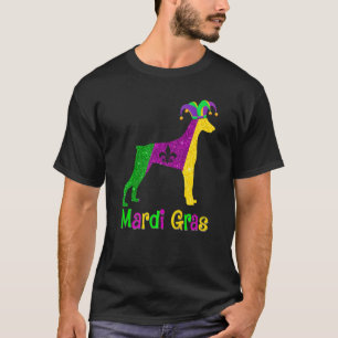 Camiseta Amante de Cães Doberman Carnaval Mardi Gras Bufa P
