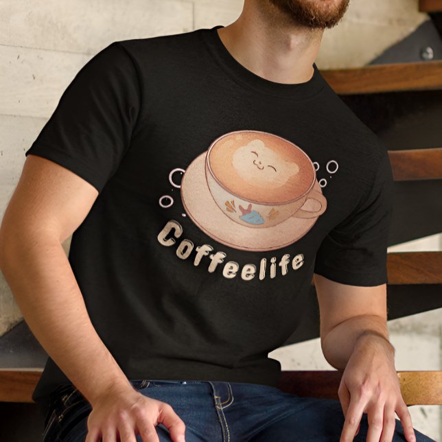 Camiseta Amante de café bonito e moderno (Black tshirt)