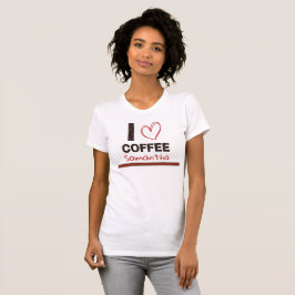 Camiseta Amante de Café Nome Personalizado Design de Grão d