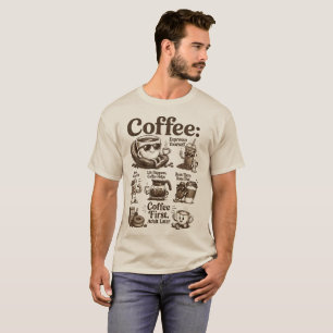 Camiseta Amante de Café Vintage Engraçado Cartoon de Café R
