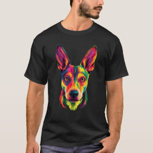Camiseta Amante de Cão Basenji Colorido Arte de Cachorro Ún