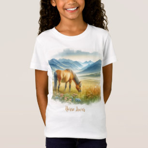 Camiseta Amante de Cavalo Aquarela Meninas 