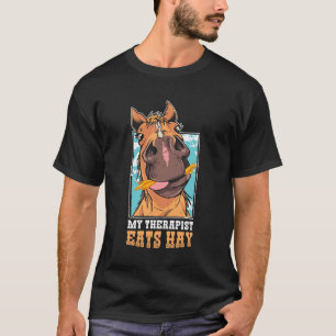 Camiseta Amante de Cavalo Engraçado Meu Terapeuta Come Feno