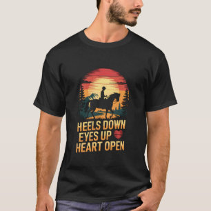 Camiseta Amante de Cavalo Montando Pôr do Sol Saltos Baixos