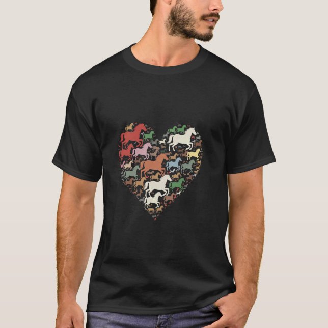 Camiseta amante de cavalos coração de cavalos Cavaleiro faz (Frente)