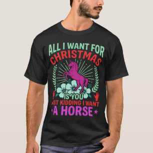 Camiseta Amante de Cavalos Unicórnios Natal Divertido