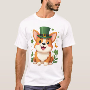 Camiseta Amante de Corgi Trevo Feliz Dia de São Patrício