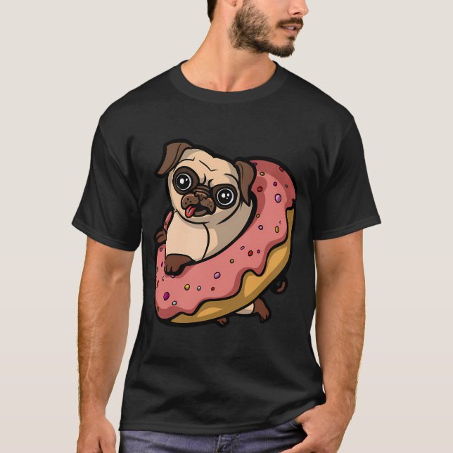 Camiseta Amante de Donut de Cachorro Pug (Frente)