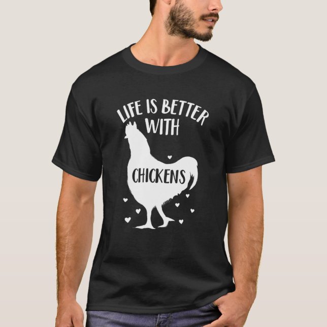Camiseta Amante de Frango 'A vida é melhor com frangos' Fra (Frente)