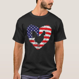 Camiseta Amante de Frango Antigo Bandeira Americana Valenti
