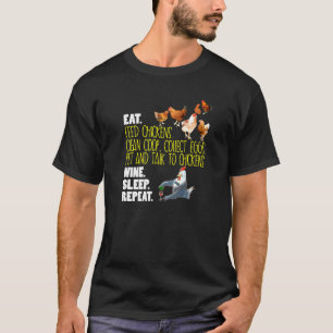Camiseta Amante de Frango Come Vinho Dorme Repete Mãe de Fr