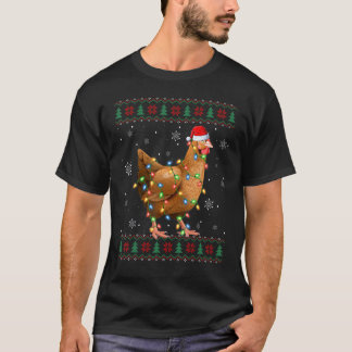Camiseta Amante de Frango Luzes de Natal Papai Noel Feio Fr