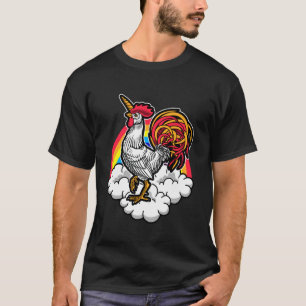 Camiseta Amante de Frango Unicórnio Arco-Íris Louco Engraça