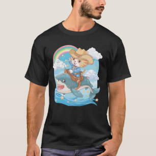 Camiseta Amante de Gatinho de Cores Arco-Íris de Tubarão de