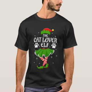 Camiseta Amante de Gato Elfo Natal Família Garotas Mulheres